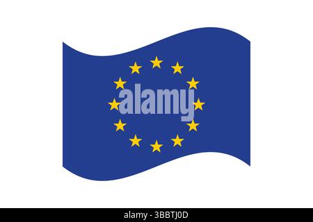 Drapeau de l'Union européenne. Drapeau européen. Illustration vectorielle numérique de drapeau ondulé de l'Union européenne. Drapeau flottant. Illustration de Vecteur