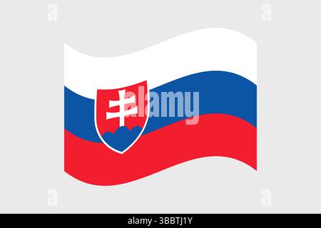 Drapeau de Slovaquie. Slovaquie drapeau des couleurs officielles et proportion illustration vectorielle numérique. Drapeau ondulé. Illustration de Vecteur