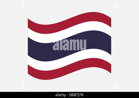 Drapeau de Thaïlande. Thaïlande drapeau couleurs officielles et proportion illustration vectorielle numérique. Drapeau ondulé. Illustration de Vecteur