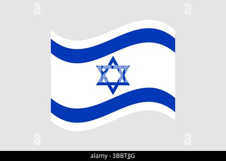 Drapeau d'Israël. Israël drapeau des couleurs officielles et proportion illustration vectorielle numérique. Drapeau ondulé. Illustration de Vecteur