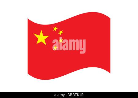 Drapeau de Chine. Chine drapeau couleurs officielles et proportion illustration vectorielle numérique. Drapeau ondulé. Illustration de Vecteur