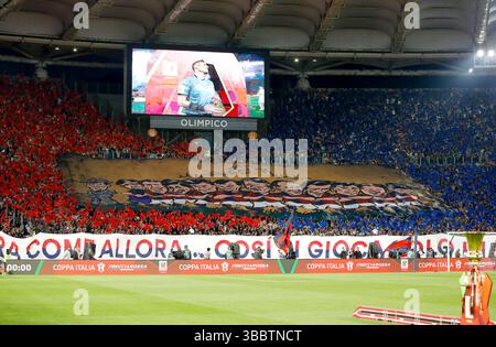Rome, Italie. 14 mai 2025. ROME, ITALIE - 14 MAI : les fans du Bologna FC, lors de la finale de la Coppa Italia entre l'AC Milan et le Bologna FC au Stadio Olimpico le 14 mai 2025 à Rome, Italie. (Photo de MB Media) crédit : MB Media solutions/Alamy Live News Banque D'Images