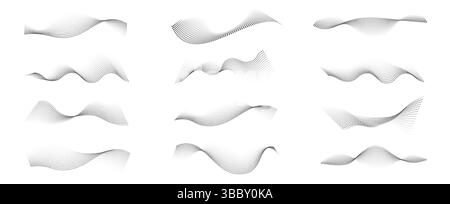 Demi-teintes par points. Motif de ligne abstrait, formes de courbe pointillées noires, texture dégradée de points ondulés et de particules, design demi-ton rétro moderne. Vecteur Illustration de Vecteur