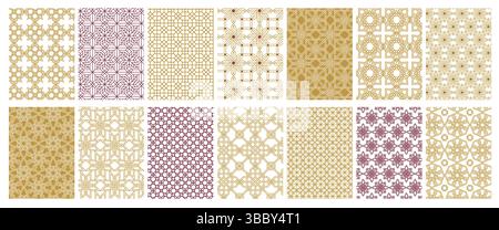 Ensemble de motifs ornementaux arabes sans couture. Texture géométrique de mosaïque islamique, conception traditionnelle de carreaux d'ornement persan, art décoratif musulman abstrait Illustration de Vecteur