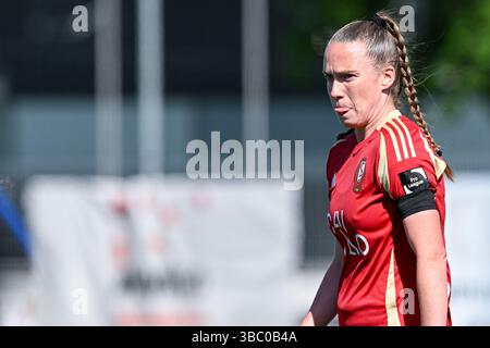 Aalter, Belgique. 17 mai 2025. Claire ORiordan (11 ans) de Standard photographié lors d'un match de football féminin entre le Club Brugge Dames YLA et Standard Femina de Liège le 6 ème jour des Champions jouer de la saison 2024 - 2025 de la Super League belge des femmes du loto, le samedi 17 mai 2025 à Aalter, BELGIQUE . Crédit : Sportpix/Alamy Live News Banque D'Images