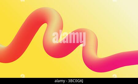 Ruban ondulé rouge-rose sur fond jaune Illustration de Vecteur