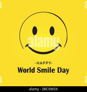 Affiche de la Journée mondiale du sourire joyeuse – illustration de visage souriant jaune pour la positivité Illustration de Vecteur