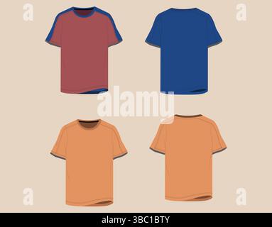 T-shirt motif vue arrière Design avant pour homme Illustration de Vecteur