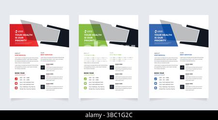 Conception moderne de modèle de flyer médical. Modèle de flyer d'entreprise de soins de santé, modèle de flyer moderne médical et de soins de santé. conception de flyer de médecin de santé Illustration de Vecteur