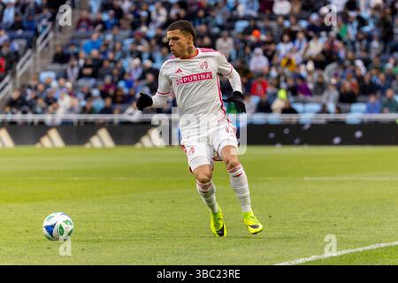 Paul, Minnesota, États-Unis. 17 mai 2025. Le joueur Louis SC CELIO POMPEU court au ballon. Le Minnesota United and préparé Louis SC s’affronta à Allianz Field à l’endroit où se trouvait Paul Minnesota le 17 mai 2025. Minnesota United a remporté la victoire 3-0. (Crédit image : © Michael Turner/ZUMA Press Wire) USAGE ÉDITORIAL SEULEMENT ! Non destiné à UN USAGE commercial ! Banque D'Images