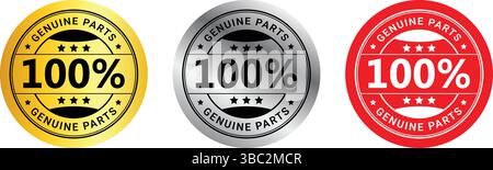 Ensemble de deux badges de qualité supérieure en or et en argent avec couronne et étoiles, utilisés pour les produits de confiance et les caractéristiques principales Illustration de Vecteur