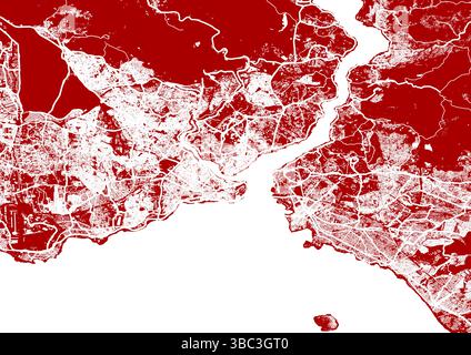 Carte vectorielle de la ville d'Istanbul, Turquie - rue rouge et blanche et disposition du bâtiment Illustration de Vecteur
