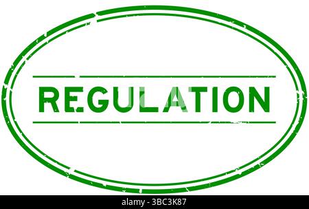 Grunge Green Regulation Word ovale Rubber Seal timbre sur fond blanc Illustration de Vecteur