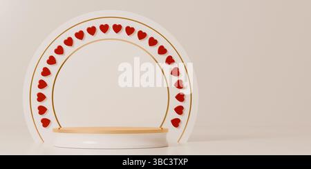 Une romance rayonnante fleurit avec cette scène élégante et minimaliste, parfaite pour mettre en valeur les cadeaux de la Saint-Valentin, les détails de mariage ou la présentation de produits sincères Banque D'Images