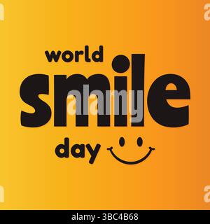 world smile day illustration vectorielle plate de conception de texte minimaliste avec élément de visage heureux. Illustration de Vecteur