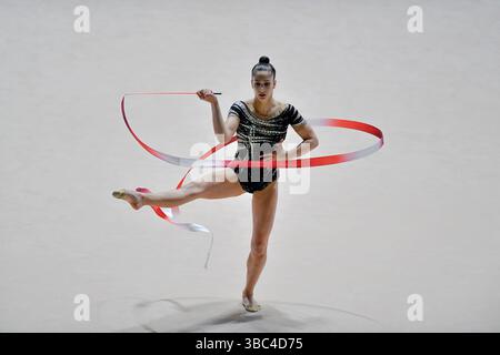 Turin, Italie, Italie. 17 mai 2025. Italie, Turin 17 mai 2025.Pala Gianni Asti de Turin .finale six du Championnat national de gymnastique rythmique série A 2025.Sofia Raffaeli (Fabriano) cassette (crédit image : © Tonello Abozzi/Pacific Press via ZUMA Press Wire) USAGE ÉDITORIAL SEULEMENT ! Non destiné à UN USAGE commercial ! Banque D'Images