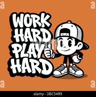 graffiti motivation travail dur jouer dur texte Illustration de Vecteur