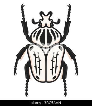Coléoptère Goliath, Goliathus orientalis, l'un des plus grands insectes. Illustration clip art vectorielle isolée sur fond blanc. Illustration de Vecteur