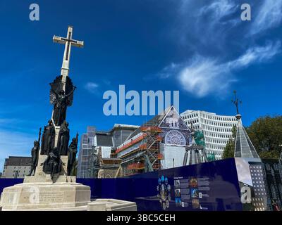 Le site de la cathédrale de Christchurch en Nouvelle-Zélande Aotearoa qui a été dévasté par le tremblement de terre de 2011 et est toujours en reconstruction Banque D'Images