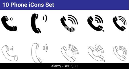 10 icônes de téléphone ensemble : graphiques vectoriels simples Illustration de Vecteur