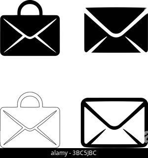 Icône enveloppe noire simple/E-mail : graphique vectoriel Illustration de Vecteur