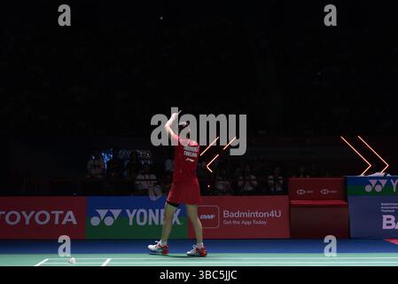 Pornpawee CHOCHUWONG, de Thaïlande, participe au match de finale en simple féminin contre CHEN Yu Fei, de Chine, lors du TOYOTA Thailand Open 2025. HSBC BWF World Tour Super 500 au stade Nimibutr le 18 mai 2025 à Bangkok, Thaïlande. (Photo de Teera Noisakran/Sipa USA) crédit : Sipa USA/Alamy Live News Banque D'Images