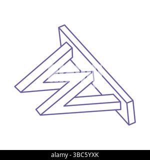 Formes impossibles. Logo. Figures de géométrie sacrée. Tatouage d'illusion d'optique. Objets géométriques éternels abstraits. Impossible contour sans fin. Art optique Illustration de Vecteur