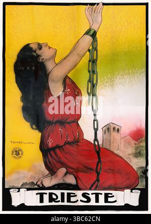 Affiche italienne 1915 de Tito Corbella pour le film Trieste, . Banque D'Images
