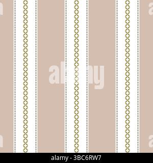 Motif sans couture à rayures. Chemise verticale beige, verte et blanche rayée. Illustration de Vecteur