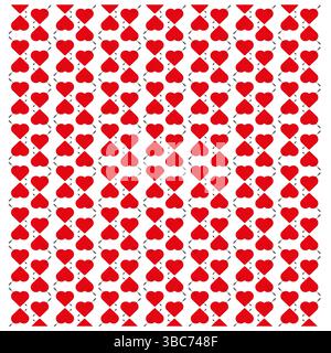 Motif coeur rouge. Répétition des flèches d'amour. Disposition vectorielle de la Saint-Valentin. Fond blanc romantique. Illustration de Vecteur