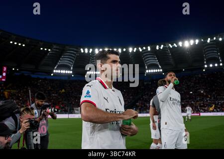 Rome, Italie. 19 mai 2025. Christian Pulisic de l'AC Milan lors de l'AS Roma vs AC Milan, match de football italien Serie A à Rome, Italie, 18 mai 2025 crédit : Agence photo indépendante/Alamy Live News Banque D'Images