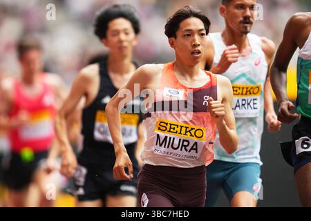 Ryuji Miura, 18 MAI 2025 - Athlétisme : World Athletics Continental Tour Seiko Golden Grand Prix à Tokyo finale masculine de Steeplechase 3000m au stade national de Tokyo, Japon. (Photo AFLO SPORT) Banque D'Images