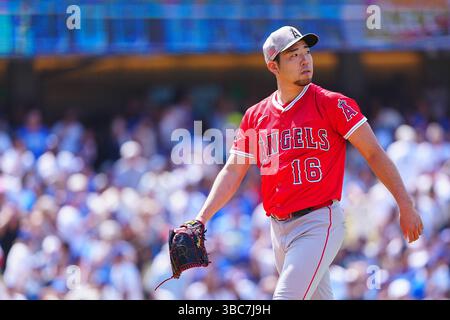 Yusei Kikuchi (Angels) 18 mai 2025 - Baseball : match de saison régulière de la MLB entre les Los Angeles Dodgers et les Los Angeles Angels au Dodger Stadium en Californie, aux États-Unis. Crédit : Creative 2/AFLO/Alamy Live News Banque D'Images