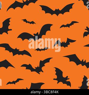 Fond d'Halloween avec chauve-souris. Modèle sans couture de battes vampire effrayantes volantes Illustration de Vecteur
