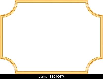Vignette dorée brillante pour cadre photo. Bordure rectangulaire vintage de luxe doré, cadre pour certificat, invitation, timbre, carte de voeux, conception variée. Illustration de Vecteur