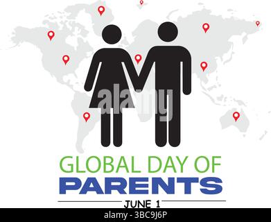 Vecteur de la Journée mondiale des parents – bannière, carte de vœux et modèle d'affiche du 1er juin Illustration de Vecteur