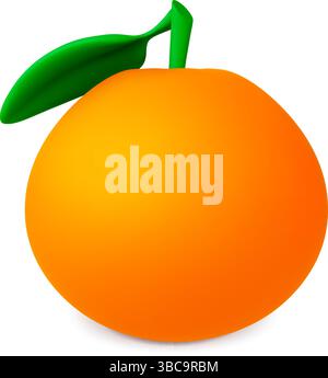 Icône orange fruit 3D. Symbole de rendu réaliste mandarine ou mandarine isolé. Nourriture vitaminée juteuse, dessert frais ou ingrédient. Elément vectoriel végétalien Illustration de Vecteur