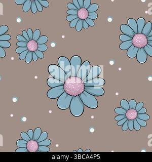 Motif sans couture de fleurs dessinées à la main sur fond Illustration de Vecteur