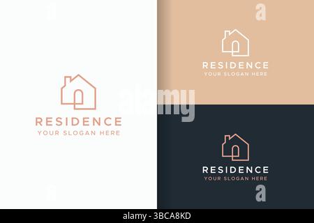 Logo Residence for Business concept identité de marque minimaliste. Géométrique, Or et luxe. Illustration de Vecteur