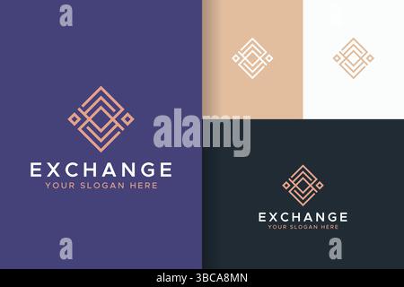 Monogramme géométrique abstrait symbole Business Finance Investment Technology Exchange logo moderne. Illustration de Vecteur