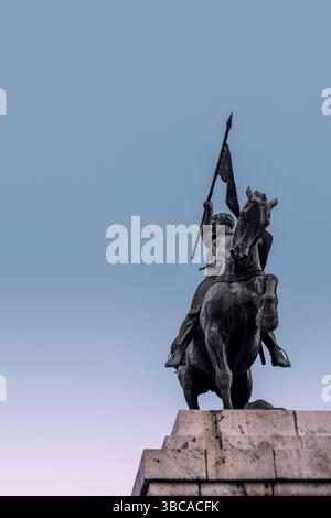 Monument équestre à Rodrigo Díaz de Vivar (El CID) statue de Juan de Ávalos symbolise le Camino del CID à travers la ville de Valence, Espagne, UE. Banque D'Images