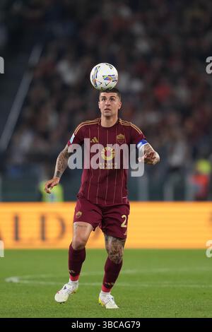 Roma, Italie. 19 mai 2025. Gianluca Mancini de Roma pendant le match de football Serie A EniLive entre Roma et Milan au stade olympique de Rome, Italie - samedi 18 mai 2025 - Sport Soccer ( photo par Alfredo Falcone/LaPresse ) crédit : LaPresse/Alamy Live News Banque D'Images