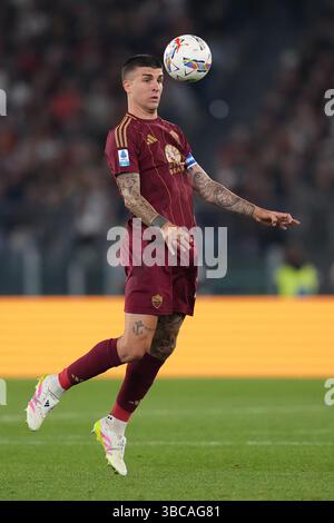 Roma, Italie. 19 mai 2025. Gianluca Mancini de Roma pendant le match de football Serie A EniLive entre Roma et Milan au stade olympique de Rome, Italie - samedi 18 mai 2025 - Sport Soccer ( photo par Alfredo Falcone/LaPresse ) crédit : LaPresse/Alamy Live News Banque D'Images