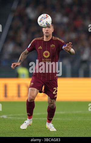 Roma, Italie. 19 mai 2025. Gianluca Mancini de Roma pendant le match de football Serie A EniLive entre Roma et Milan au stade olympique de Rome, Italie - samedi 18 mai 2025 - Sport Soccer ( photo par Alfredo Falcone/LaPresse ) crédit : LaPresse/Alamy Live News Banque D'Images