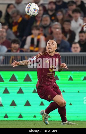 Roma, Italie. 19 mai 2025. Roma's Angelino pendant le match de football Serie A EniLive entre Roma et Milan au stade olympique de Rome, Italie - samedi 18 mai 2025 - Sport Soccer ( photo par Alfredo Falcone/LaPresse ) crédit : LaPresse/Alamy Live News Banque D'Images