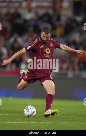 Roma, Italie. 19 mai 2025. Bryan cristal de Roma pendant le match de football Serie A EniLive entre Roma et Milan au stade olympique de Rome, Italie - samedi 18 mai 2025 - Sport Soccer ( photo par Alfredo Falcone/LaPresse ) crédit : LaPresse/Alamy Live News Banque D'Images