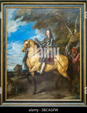 Portrait équestre de Charles Ier par Anthony van Dyck vers 1638-39. Huile sur toile, National Gallery, Londres Banque D'Images