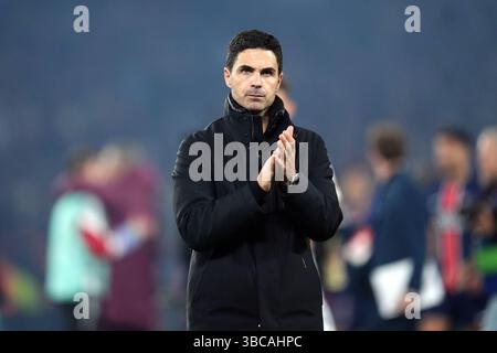 Photo du dossier datée du 07-05-2025 de Mikel Arteta qui est confiant qu'il a le soutien sans équivoque des fans d'Arsenal malgré le manque de club dans leur tentative de décrocher un trophée. Date d'émission : lundi 19 mai 2025. Banque D'Images