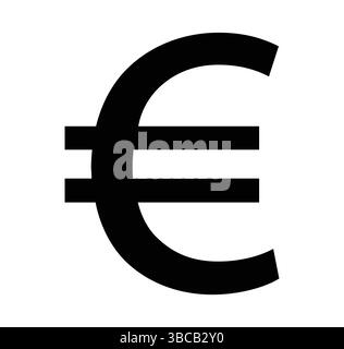 Monnaie Euro, icône Euro Exchange, monnaie et change de devises dans des icônes plates isolées sur fond noir et blanc illustration vectorielle plate. Illustration de Vecteur