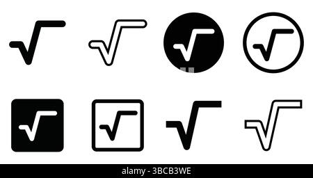 Icône racine carrée, symbole mathématique, style de ligne. formule mathématique, science égale calcul. analyse de pictogrammes pour le logo de l'application web et mobile. Illustration de Vecteur